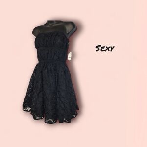 Pearl Georgina Chapman Black Lace Poofy Prom Dress Dance Formal Cocktail